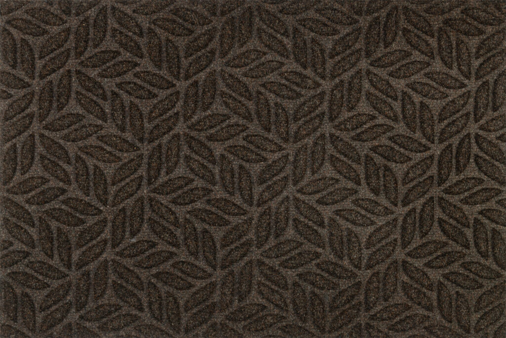 Paillasson extérieur DUNE Leaves Dark Brown – feuilles en relief marron foncé