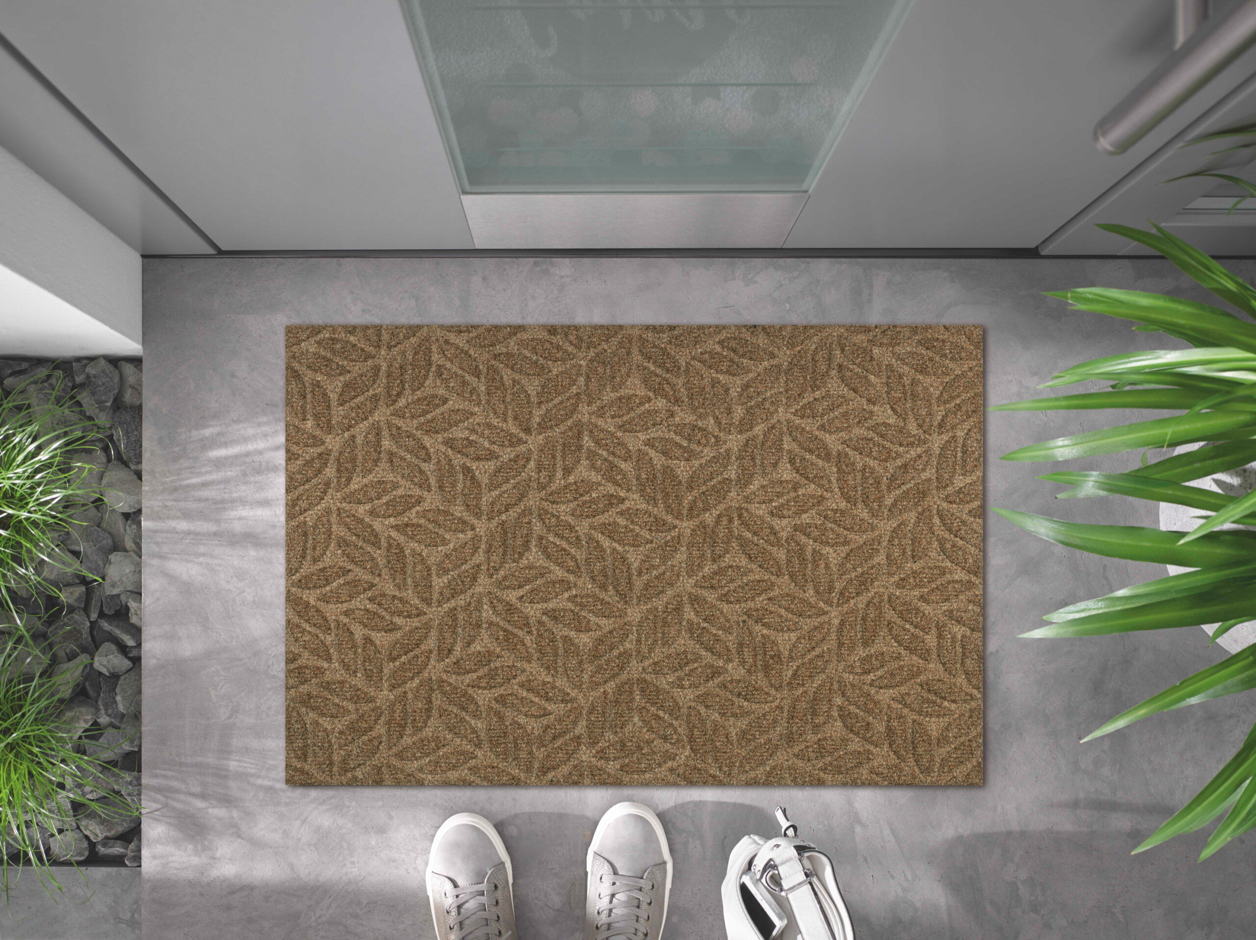Paillasson extérieur DUNE Leaves Taupe – feuilles en relief taupe – Image 2