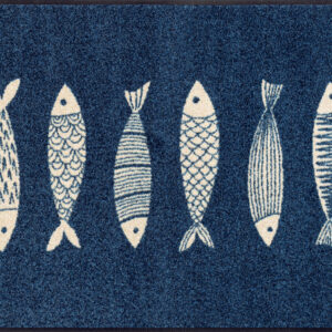 Paillasson lavable wash+dry Fish Tango – poissons blancs sur fond marine