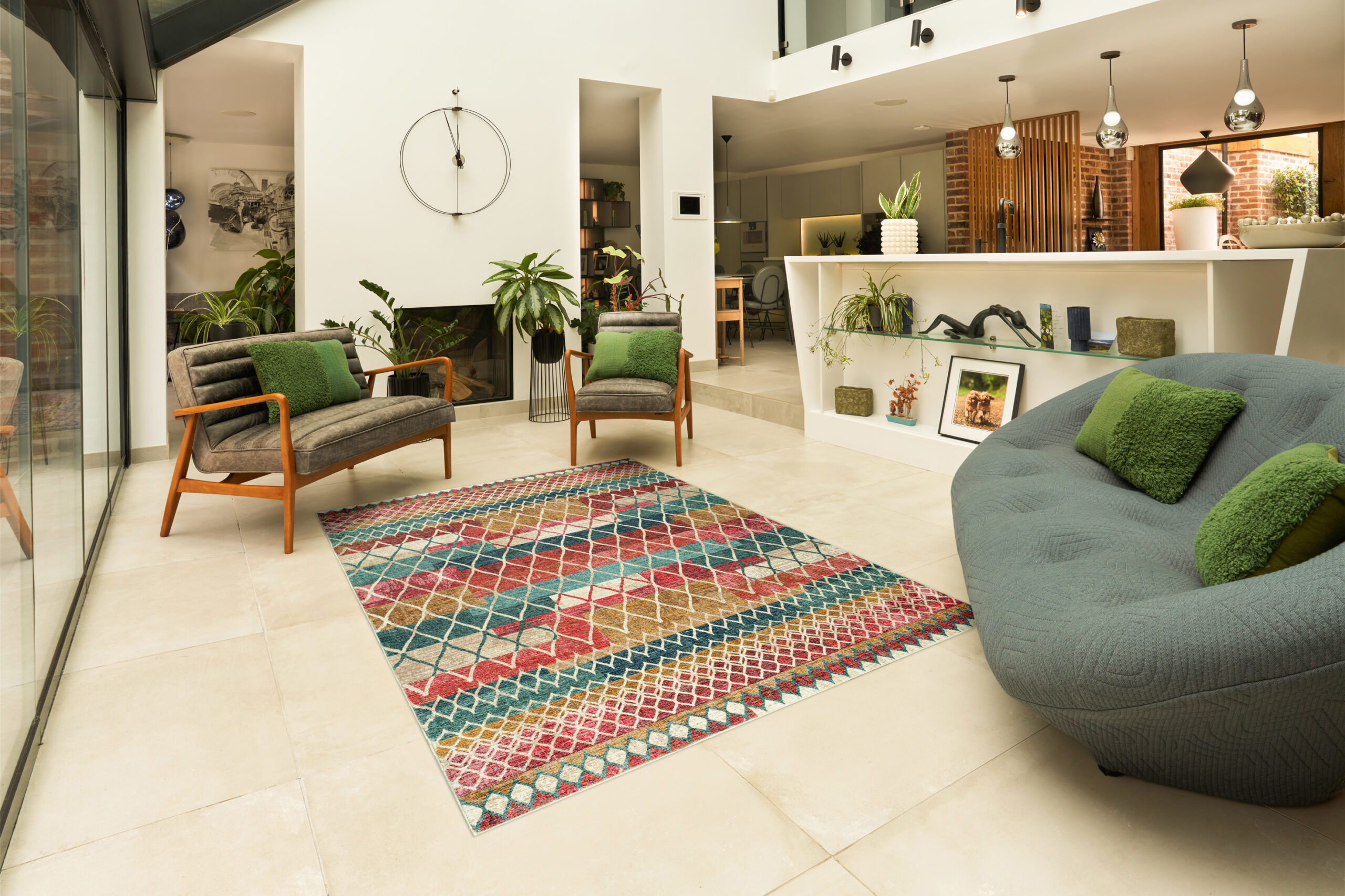 Tapis lavable Rugello Kadira - patchwork bohème façon kilim – Image 3