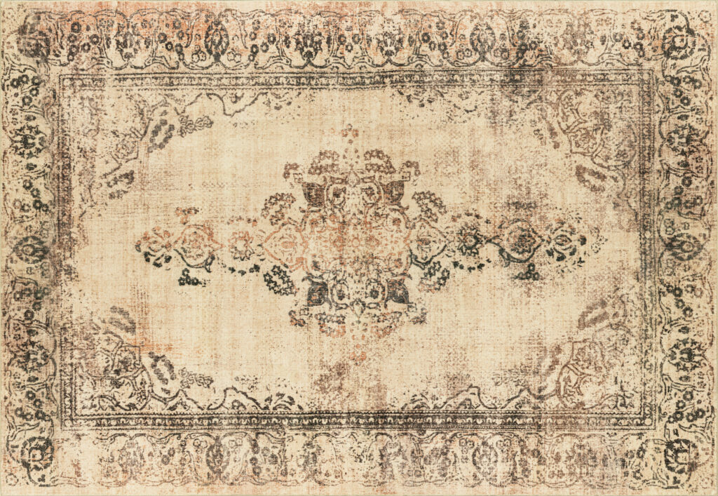 Tapis lavable Rugello Lisora – médaillon persan délavé