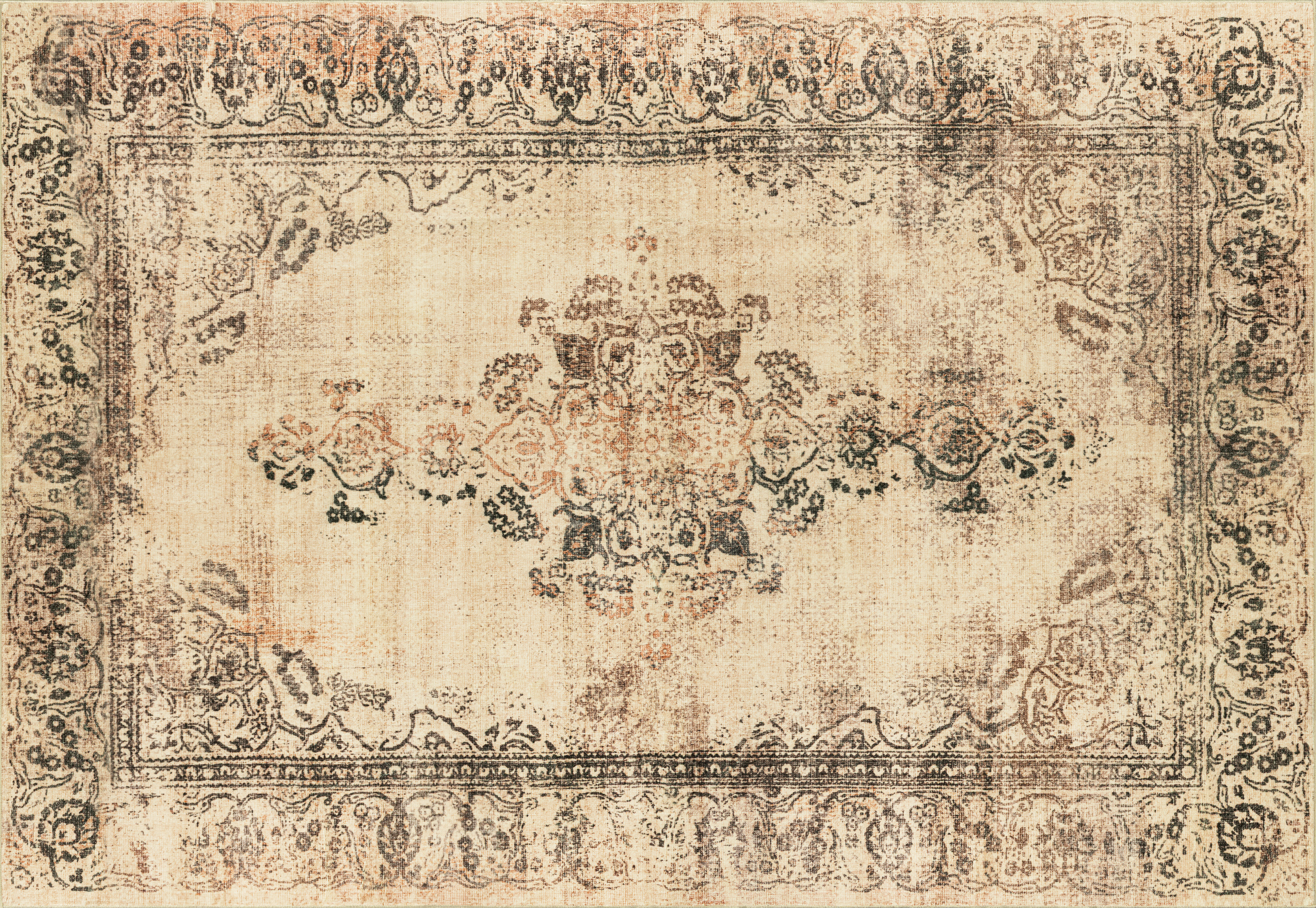 Tapis lavable Rugello Lisora – médaillon persan délavé