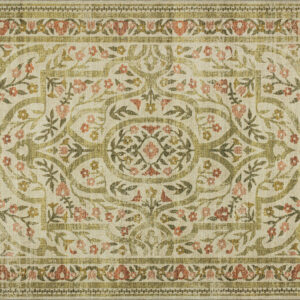 Tapis lavable Rugello Mirela – floral classique vert sauge