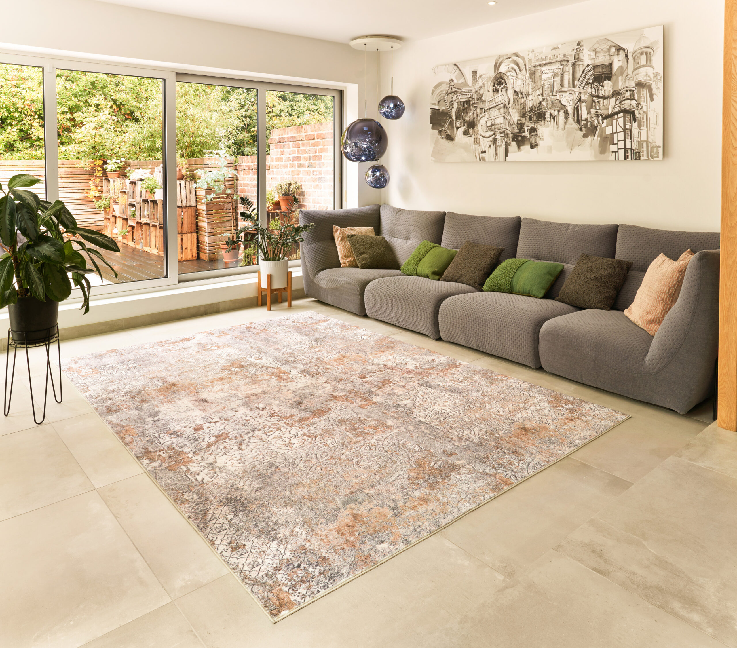 Tapis lavable Rugello Velune – vintage abstrait loft – Image 5